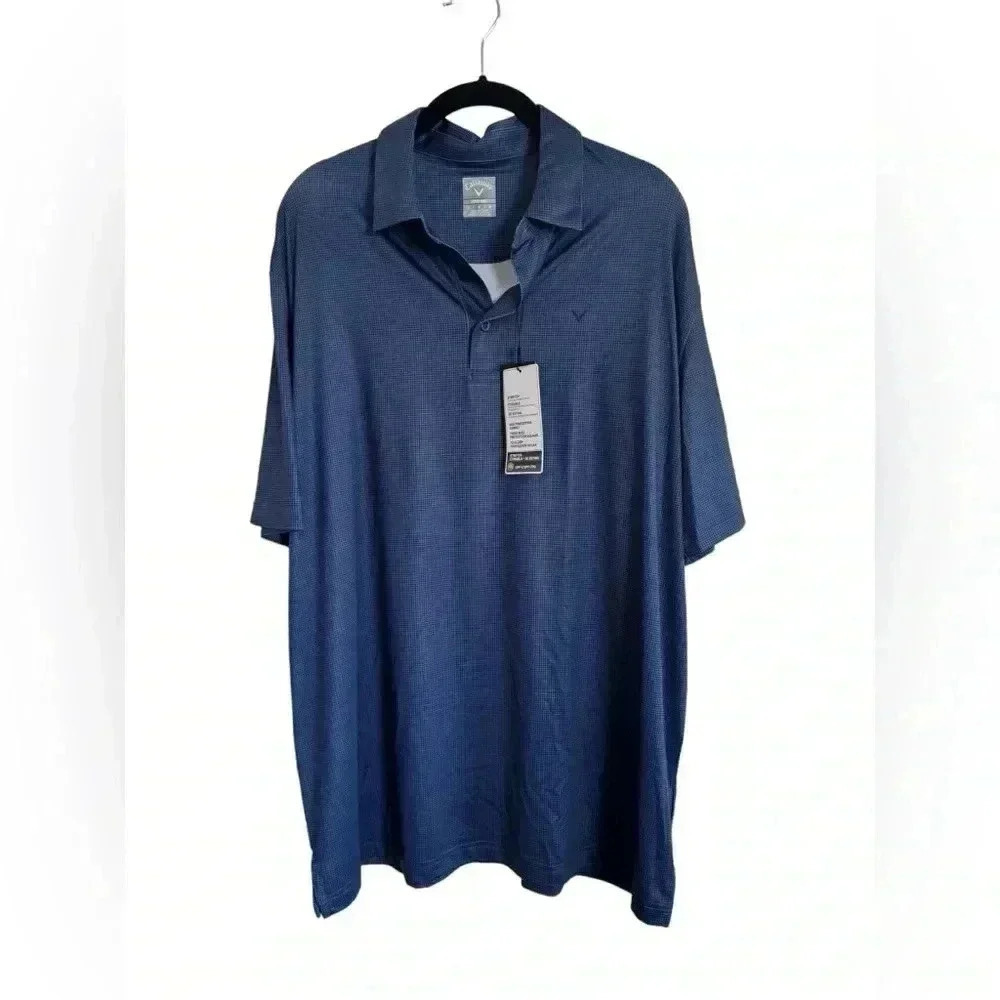 Callaway Opti-Dri Men's Golf Polo Shirt Stretch UPF 50 Blue Stripe Size L
